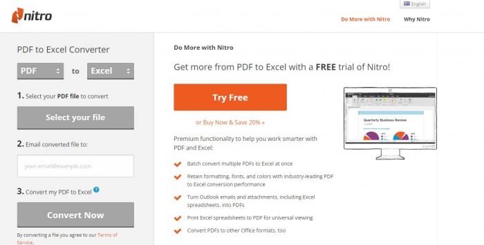 convert PDF to Excel spreadsheet with Nitro